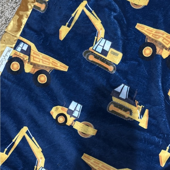 Minky Couture Blue and Gold Blanket - Picture 2 of 3